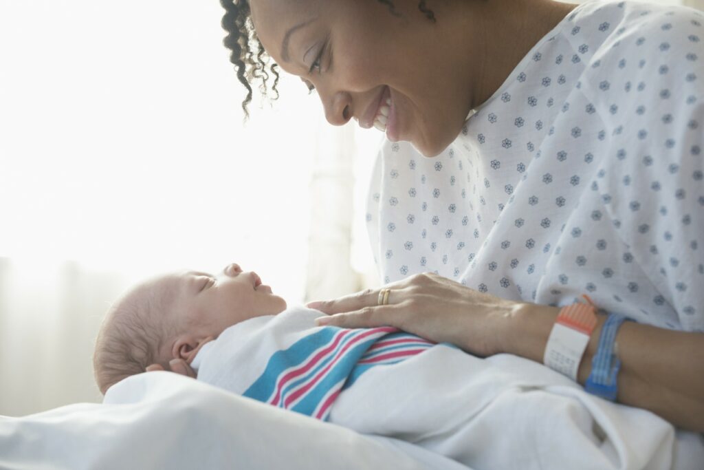 a woman with her newborn