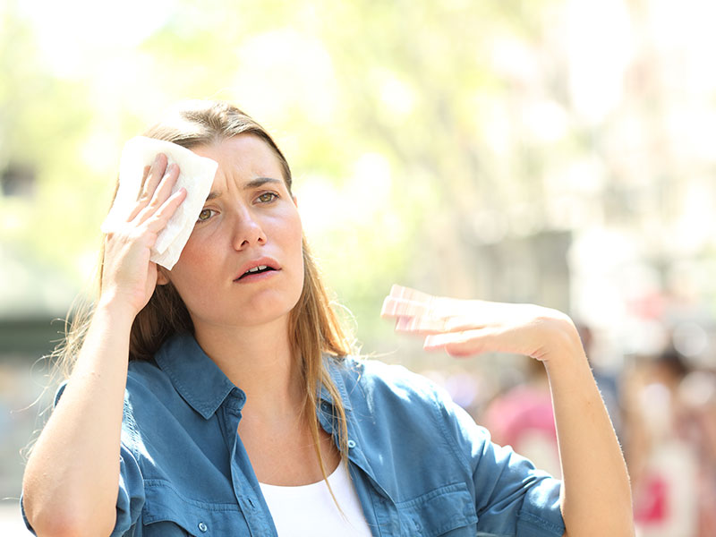 woman sweating excessively