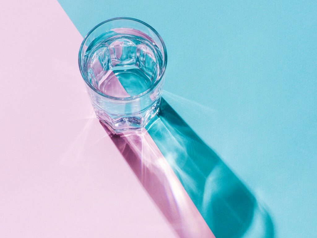 a glass of water