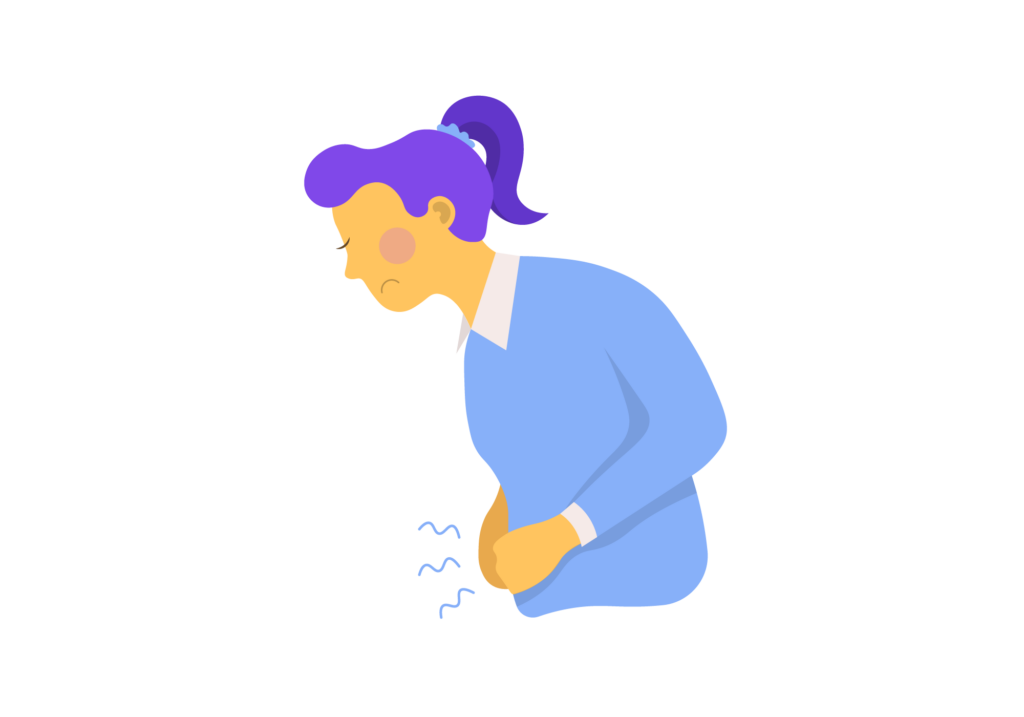 vector of a woman having painful cramps
