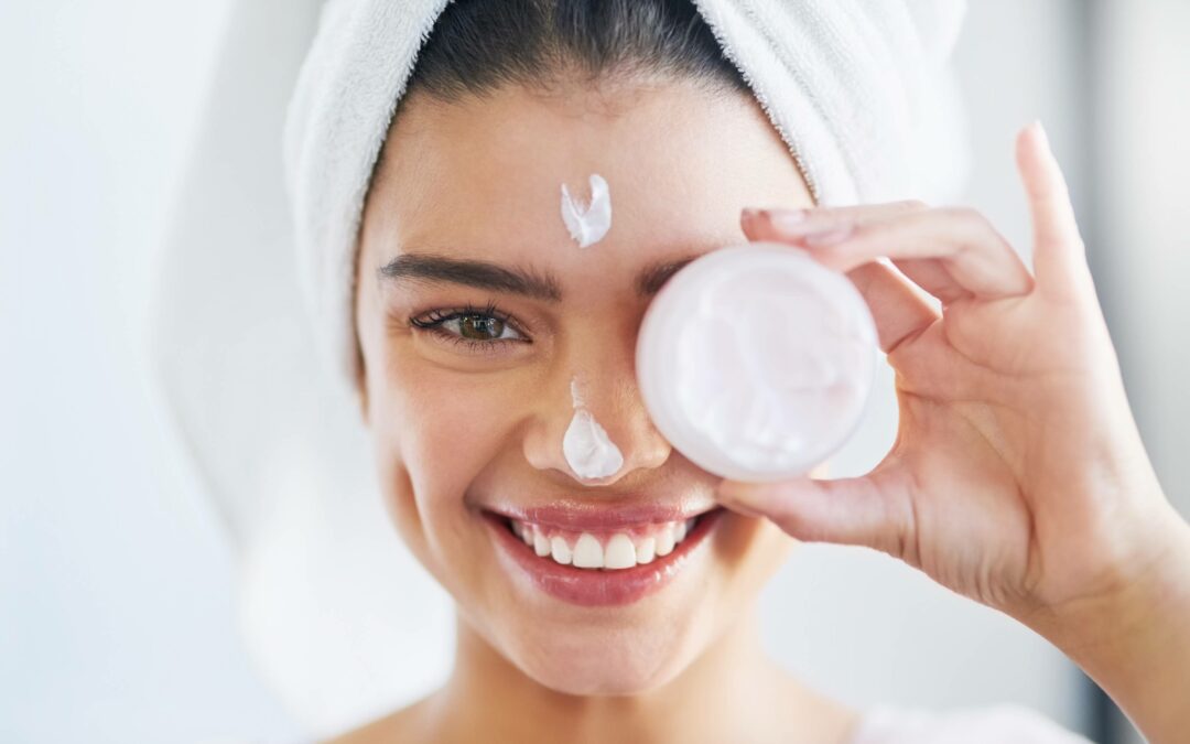 a happy girl holding soap